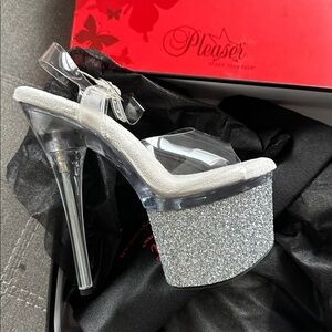 Pleaser Esteem 708 Silver Glitter